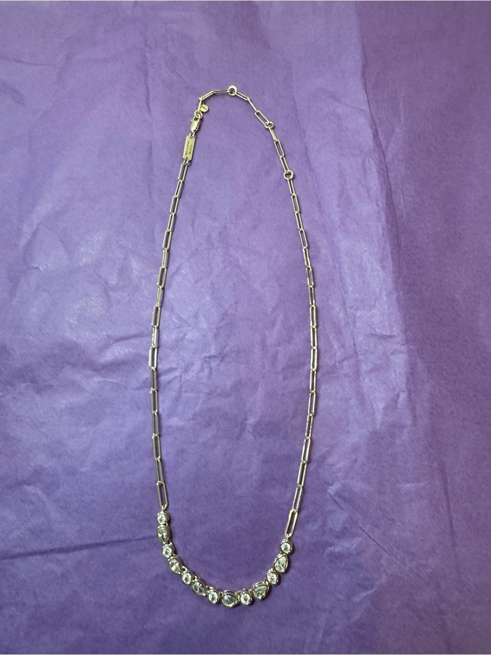 Melinda Maria Gold Teardrop & Round Simulated Diamond Tennis Necklace - Picture 11 of 15
